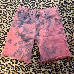 Vintage Levi’s Strauss 569 Red Tie Dye Jean Cutoff Shorts Jorts  Size 31